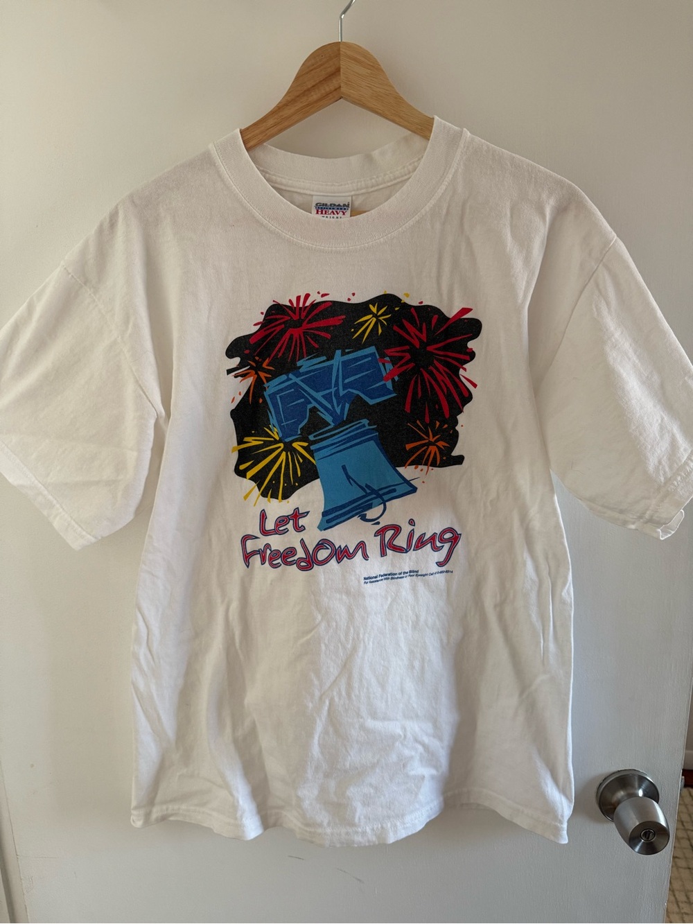 Gildan White Let Freedom Ring Graphic Tee